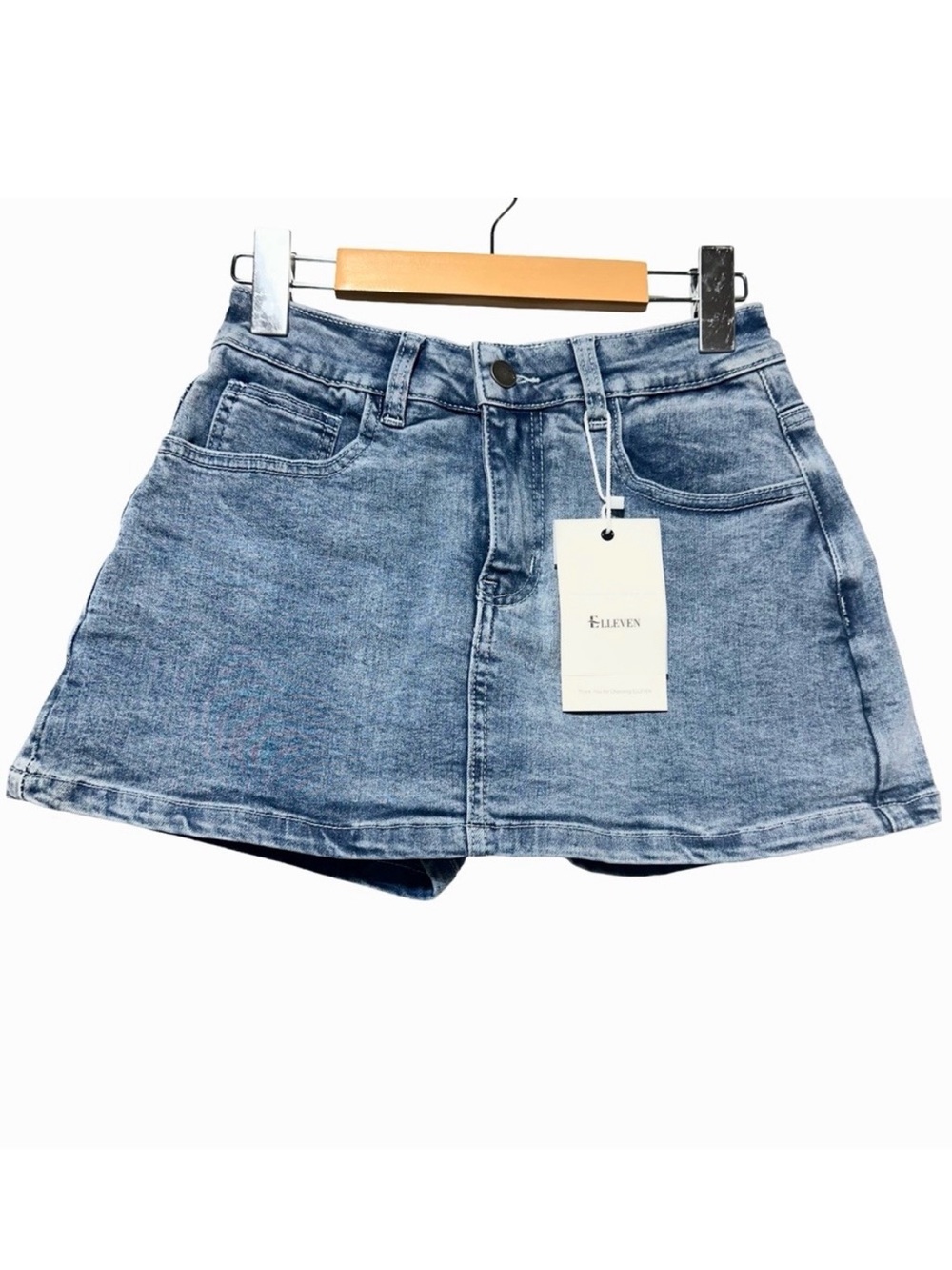 ELLEVEN Denim Skort Blue Mini Skirt Built In Shorts NWT XS Y2K